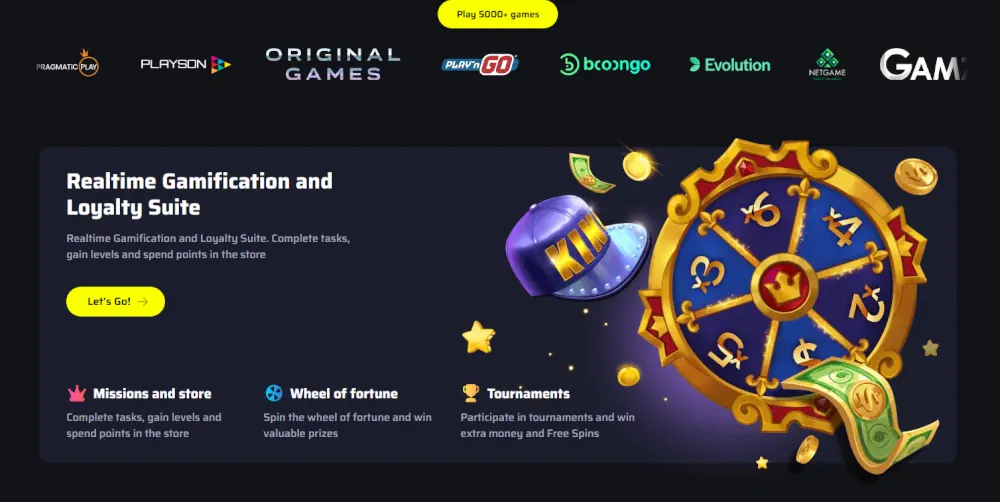 Interface de gamification en temps réel BDM Bet avec récompenses de fidélité et roue de la fortune.